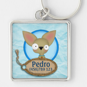 Cute Chihuahua Dog ID Label Sleutelhanger
