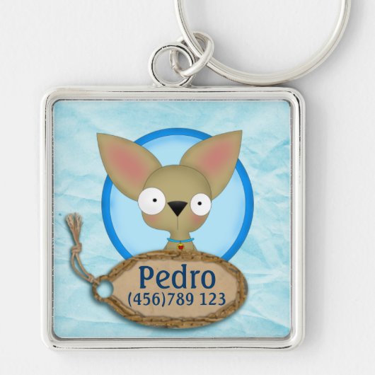 Cute Chihuahua Dog ID Label Sleutelhanger (Voorkant)