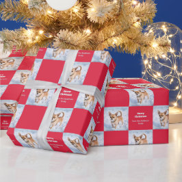 Cute Chihuahua Dog in Snow Red Christmas Cadeaupapier