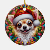 Cute Chihuahua Dog Kerstmis Keramisch Ornament (Voorkant)