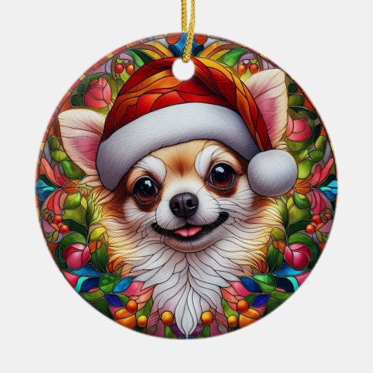 Cute Chihuahua Dog Kerstmis Keramisch Ornament (Voorkant)