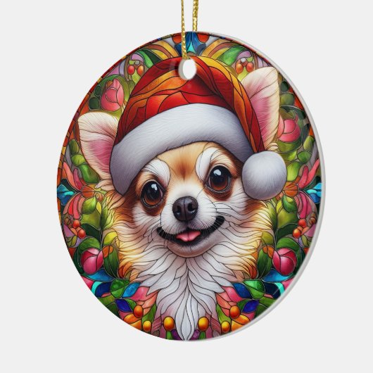 Cute Chihuahua Dog Kerstmis Keramisch Ornament (Links)