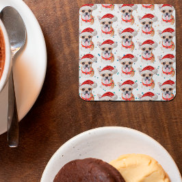 Cute Chihuahua Dog-kerstpatroon Kartonnen Onderzetters