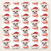 Cute Chihuahua Dog-kerstpatroon Kartonnen Onderzetters (Voorkant)
