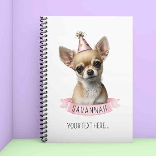 Cute Chihuahua Dog met naam Roze voor schrijfnotit Notitieboek