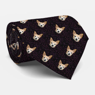 Cute Chihuahua Dog Paars Glitter Galaxy Pattern Stropdas