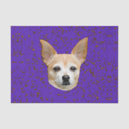 Cute Chihuahua Dog Paarse achtergrondgele sterren Tissuepapier