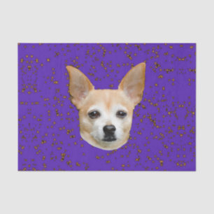 Cute Chihuahua Dog Paarse achtergrondgele sterren Tissuepapier