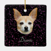 Cute Chihuahua Dog Paarse Elegant Glitter Keramisch Ornament (Achterkant)