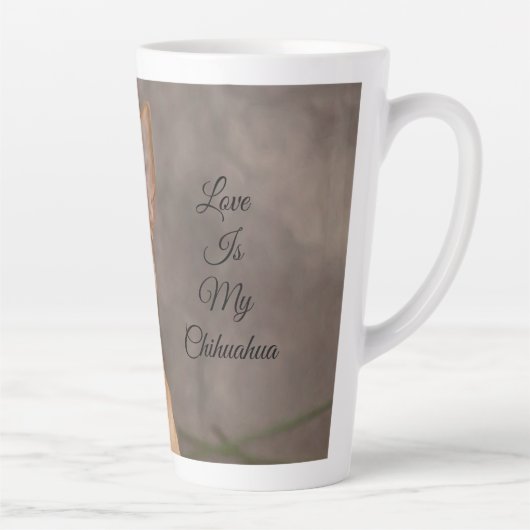 Cute Chihuahua Dog Portrait Floral Pet Design Latte Mok (Rechts)