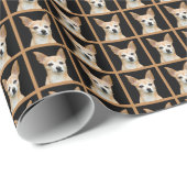 Cute Chihuahua Dog Tan Beige Black Pattern Design Cadeaupapier (Rol Hoek)