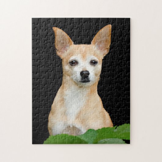 Cute Chihuahua Dog Tan Black Art Pet Portret Legpuzzel (Verticaal)
