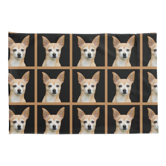 Cute Chihuahua Dog Tan Black Pattern Design Kussensloop (Achterkant-Rechts)