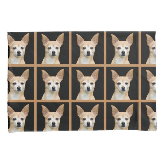 Cute Chihuahua Dog Tan Black Pattern Design Kussensloop (Voorkant-Rechts)