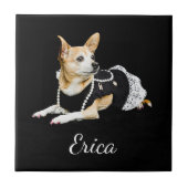 Cute Chihuahua Dog Tan Brown Black Elegant Art Tegeltje (Voorkant)