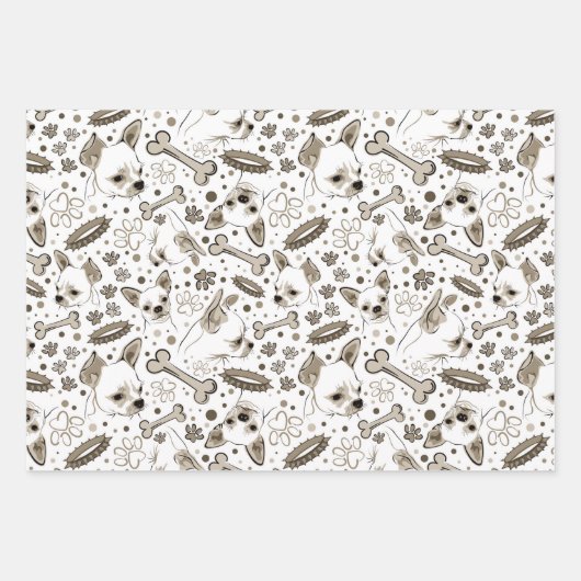 Cute Chihuahua Dog Wrapping Paper Set van 3 (Voorkant)