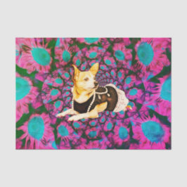 Cute Chihuahua Floral Pink Blauwgroen Boho Dog Art Tissuepapier