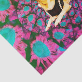 Cute Chihuahua Floral Pink Blauwgroen Boho Dog Art Tissuepapier (Detail)