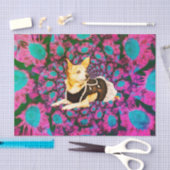 Cute Chihuahua Floral Pink Blauwgroen Boho Dog Art Tissuepapier (Craft)