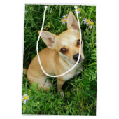 Cute Chihuahua in Grass Meadow Medium Cadeauzakje (Achterkant)