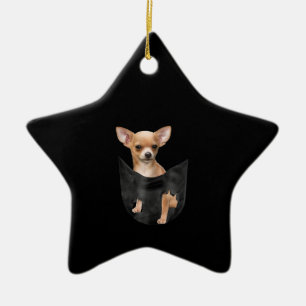 Cute Chihuahua in uw zakkerst Keramisch Ornament