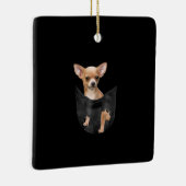 Cute Chihuahua in uw zakkerst Keramisch Ornament (Rechts)