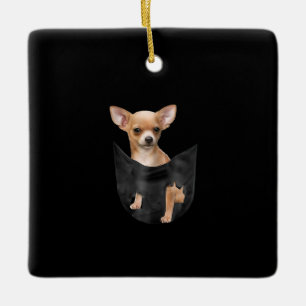 Cute Chihuahua in uw zakkerst Keramisch Ornament