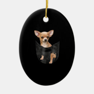 Cute Chihuahua in uw zakkerst Keramisch Ornament