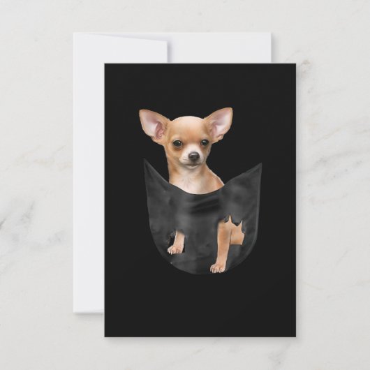 Cute Chihuahua in uw zakkerst RSVP Kaartje (Voorkant)