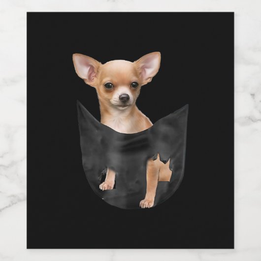 Cute Chihuahua in uw zakkerst Wijn Etiket (Enkel label)