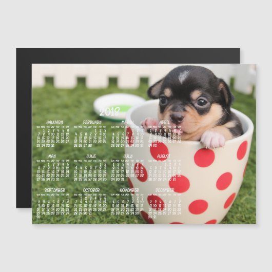 Cute Chihuahua kalender 2018 magnetische kaart 5x7 (Voorkant / Achterkant)