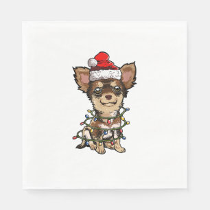 Cute Chihuahua Kerstman Kerstboom Lichtjes Kerstmi Servet