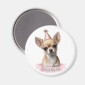 Cute Chihuahua met de naam Roze Whimsical Design Magneet (Voorkant / Achterkant)