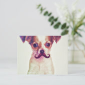 Cute Chihuahua met Paarse Funny Mustache Briefkaart (Staand voorkant)