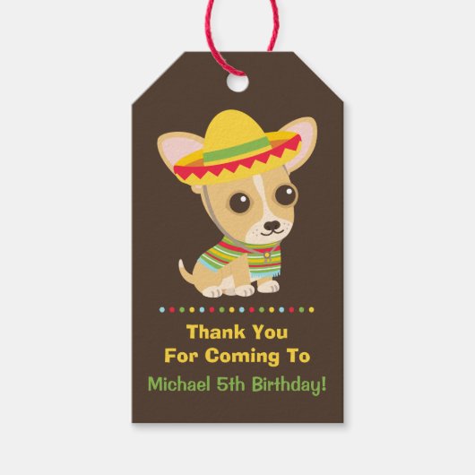 Cute Chihuahua Mexicaanse Kinderen Fiesta Feest Ca Cadeaulabel (Voorkant)