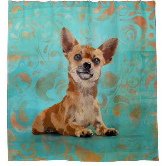 Cute Chihuahua op Paisley Pattern Douchegordijn (Voorkant)