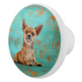 Cute Chihuahua op Paisley Pattern Keramische Knop (Rechts)