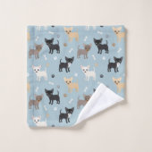 Cute Chihuahua Pattern Blue Bad Handdoek (Wasdoekje)