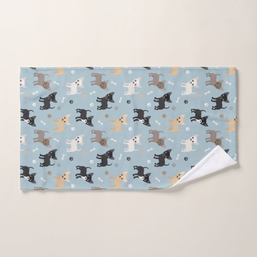 Cute Chihuahua Pattern Blue Bad Handdoek (Handdoek)