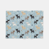 Cute Chihuahua Pattern Blue Fleece Deken (Voorkant (Horizontaal))