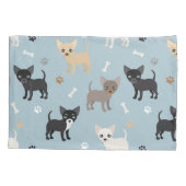 Cute Chihuahua Pattern Blue Kussensloop (Achterkant)