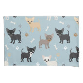 Cute Chihuahua Pattern Blue Kussensloop (Voorkant)