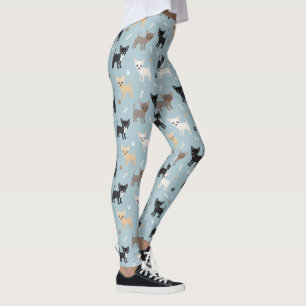 Cute Chihuahua Pattern Blue Leggings