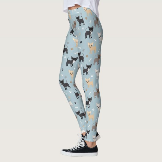 Cute Chihuahua Pattern Blue Leggings (Links)