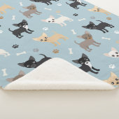 Cute Chihuahua Pattern Blue Sherpa Deken (3/4)