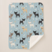 Cute Chihuahua Pattern Blue Sherpa Deken (Voorkant)