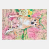 Cute Chihuahua Pink Green Art Dog Portret Inpakpapier Vel (Voorkant)