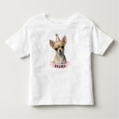 Cute Chihuahua Pink Party Pet Girly met naam Kinder Shirts (Voorkant)