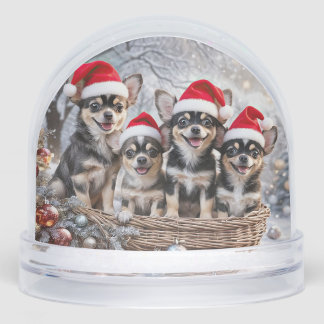 Cute Chihuahua Puppies Santa Hat  Sneeuwbol