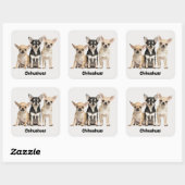 Cute Chihuahua Puppies Vierkante Sticker (Vel)